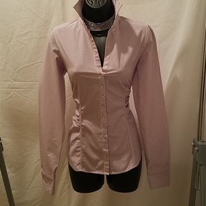 Pin Striped Ruched Blouse Size Small